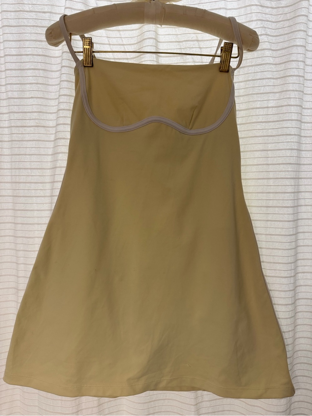 ALO Yoga Mini Dress in Beige with Cream Trim